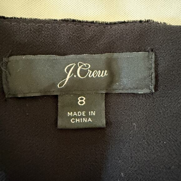 J.CREW | Black Velvet Faux Wrap Tie Waist V Neck Top Blouson Sleeves | Size 8 - Picture 8 of 8